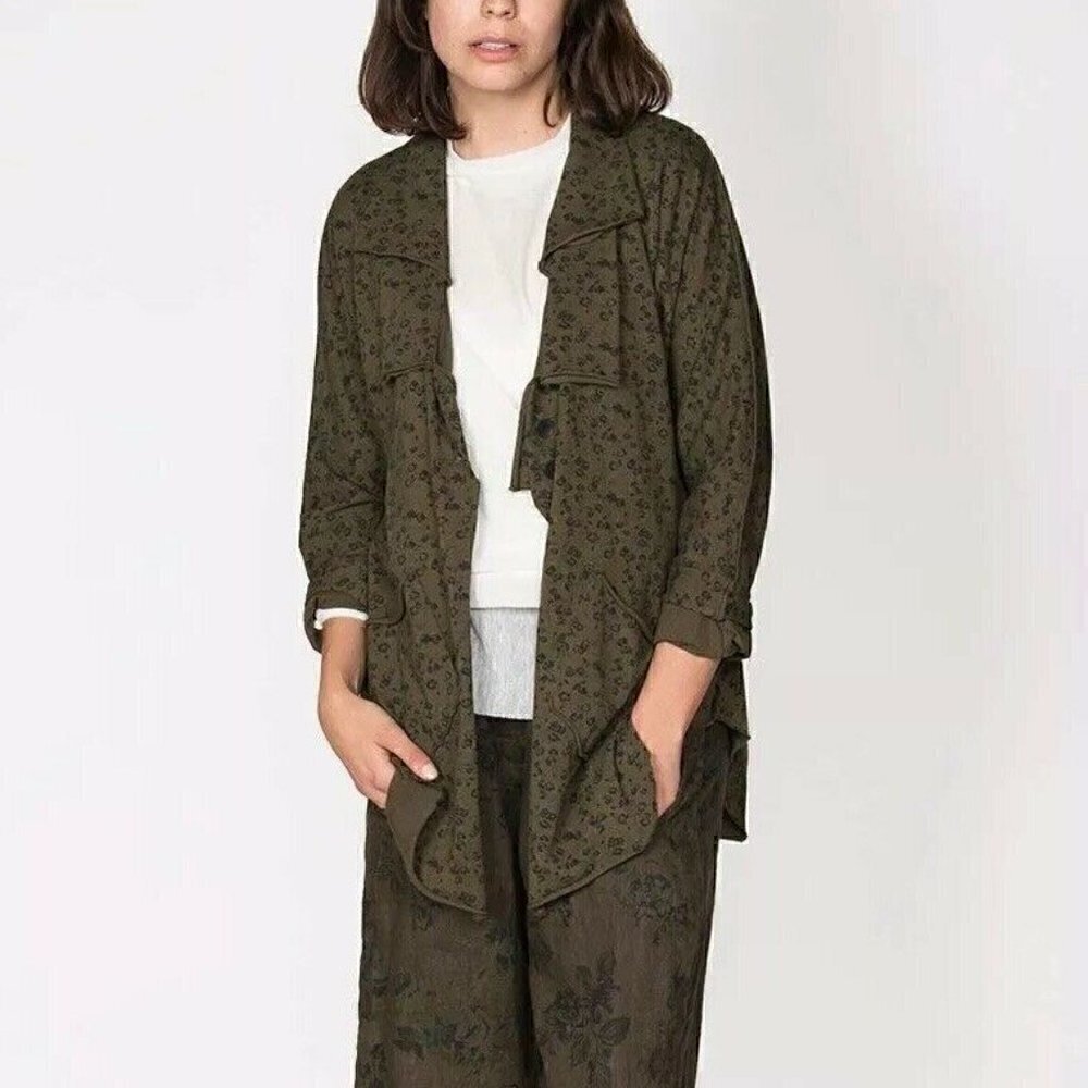 Cynthia Ashby Jacket Floral Green Olive S